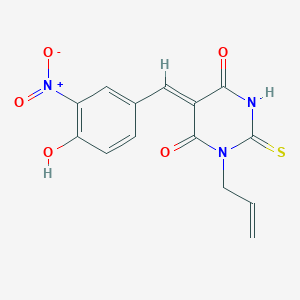 molecular formula C14H11N3O5S B3903126 1-allyl-5-(4-hydroxy-3-nitrobenzylidene)-2-thioxodihydro-4,6(1H,5H)-pyrimidinedione 