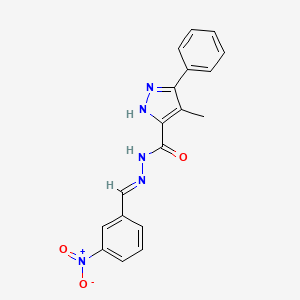 molecular formula C18H15N5O3 B3903129 4-methyl-N'-(3-nitrobenzylidene)-3-phenyl-1H-pyrazole-5-carbohydrazide 