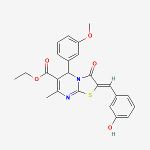 molecular formula C24H22N2O5S B3903156 ethyl 2-(3-hydroxybenzylidene)-5-(3-methoxyphenyl)-7-methyl-3-oxo-2,3-dihydro-5H-[1,3]thiazolo[3,2-a]pyrimidine-6-carboxylate 