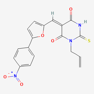 molecular formula C18H13N3O5S B3903178 1-allyl-5-{[5-(4-nitrophenyl)-2-furyl]methylene}-2-thioxodihydro-4,6(1H,5H)-pyrimidinedione 