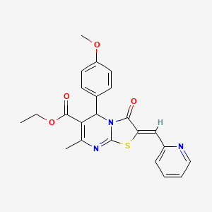 ethyl 5-(4-methoxyphenyl)-7-methyl-3-oxo-2-(2-pyridinylmethylene)-2,3-dihydro-5H-[1,3]thiazolo[3,2-a]pyrimidine-6-carboxylate