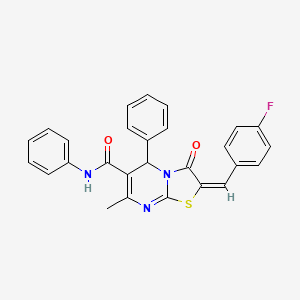 molecular formula C27H20FN3O2S B3903209 2-(4-fluorobenzylidene)-7-methyl-3-oxo-N,5-diphenyl-2,3-dihydro-5H-[1,3]thiazolo[3,2-a]pyrimidine-6-carboxamide 