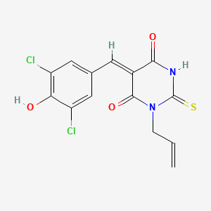 molecular formula C14H10Cl2N2O3S B3903223 1-allyl-5-(3,5-dichloro-4-hydroxybenzylidene)-2-thioxodihydro-4,6(1H,5H)-pyrimidinedione 