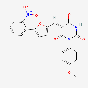molecular formula C22H15N3O7 B3903245 1-(4-methoxyphenyl)-5-{[5-(2-nitrophenyl)-2-furyl]methylene}-2,4,6(1H,3H,5H)-pyrimidinetrione CAS No. 5967-08-8