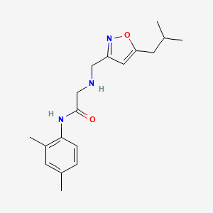 molecular formula C18H25N3O2 B3903259 N-(2,4-dimethylphenyl)-2-{[(5-isobutylisoxazol-3-yl)methyl]amino}acetamide 