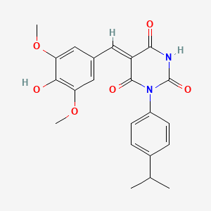 molecular formula C22H22N2O6 B3903263 5-(4-hydroxy-3,5-dimethoxybenzylidene)-1-(4-isopropylphenyl)-2,4,6(1H,3H,5H)-pyrimidinetrione 