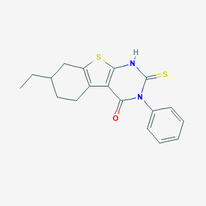 molecular formula C18H18N2OS2 B390327 7-ethyl-3-phenyl-2-sulfanyl-5,6,7,8-tetrahydro[1]benzothieno[2,3-d]pyrimidin-4(3H)-one CAS No. 352333-50-7