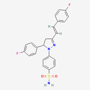 molecular formula C23H19F2N3O2S B3903281 4-{5-(4-fluorophenyl)-3-[2-(4-fluorophenyl)vinyl]-4,5-dihydro-1H-pyrazol-1-yl}benzenesulfonamide 