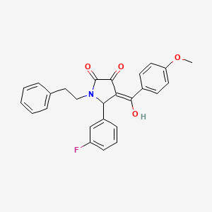 molecular formula C26H22FNO4 B3903284 5-(3-fluorophenyl)-3-hydroxy-4-(4-methoxybenzoyl)-1-(2-phenylethyl)-1,5-dihydro-2H-pyrrol-2-one 