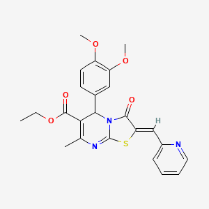 ethyl 5-(3,4-dimethoxyphenyl)-7-methyl-3-oxo-2-(2-pyridinylmethylene)-2,3-dihydro-5H-[1,3]thiazolo[3,2-a]pyrimidine-6-carboxylate