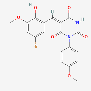 molecular formula C19H15BrN2O6 B3903291 5-(5-bromo-2-hydroxy-3-methoxybenzylidene)-1-(4-methoxyphenyl)-2,4,6(1H,3H,5H)-pyrimidinetrione 