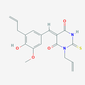 molecular formula C18H18N2O4S B3903297 1-allyl-5-(3-allyl-4-hydroxy-5-methoxybenzylidene)-2-thioxodihydro-4,6(1H,5H)-pyrimidinedione 