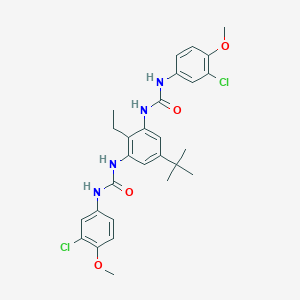 molecular formula C28H32Cl2N4O4 B390330 N-(5-tert-butyl-3-{[(3-chloro-4-methoxyanilino)carbonyl]amino}-2-ethylphenyl)-N'-(3-chloro-4-methoxyphenyl)urea 