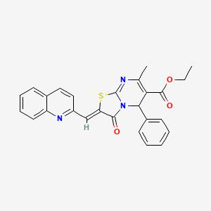 molecular formula C26H21N3O3S B3903308 ethyl 7-methyl-3-oxo-5-phenyl-2-(2-quinolinylmethylene)-2,3-dihydro-5H-[1,3]thiazolo[3,2-a]pyrimidine-6-carboxylate 