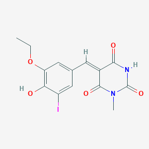 molecular formula C14H13IN2O5 B3903324 5-(3-ethoxy-4-hydroxy-5-iodobenzylidene)-1-methyl-2,4,6(1H,3H,5H)-pyrimidinetrione 