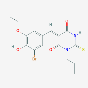 molecular formula C16H15BrN2O4S B3903335 1-allyl-5-(3-bromo-5-ethoxy-4-hydroxybenzylidene)-2-thioxodihydro-4,6(1H,5H)-pyrimidinedione 