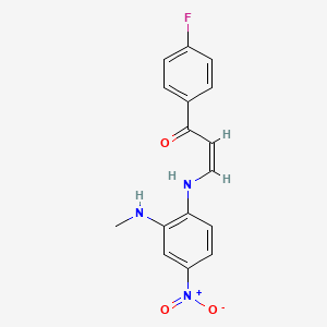 molecular formula C16H14FN3O3 B3903342 1-(4-fluorophenyl)-3-{[2-(methylamino)-4-nitrophenyl]amino}-2-propen-1-one 