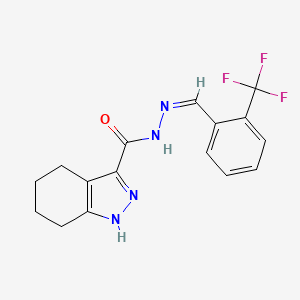 molecular formula C16H15F3N4O B3903343 N'-[2-(trifluoromethyl)benzylidene]-4,5,6,7-tetrahydro-1H-indazole-3-carbohydrazide 