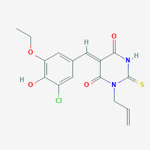 molecular formula C16H15ClN2O4S B3903355 1-allyl-5-(3-chloro-5-ethoxy-4-hydroxybenzylidene)-2-thioxodihydro-4,6(1H,5H)-pyrimidinedione 