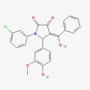 molecular formula C24H18ClNO5 B3903365 4-benzoyl-1-(3-chlorophenyl)-3-hydroxy-5-(4-hydroxy-3-methoxyphenyl)-1,5-dihydro-2H-pyrrol-2-one 
