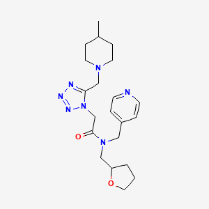 molecular formula C21H31N7O2 B3903383 2-{5-[(4-methyl-1-piperidinyl)methyl]-1H-tetrazol-1-yl}-N-(4-pyridinylmethyl)-N-(tetrahydro-2-furanylmethyl)acetamide 