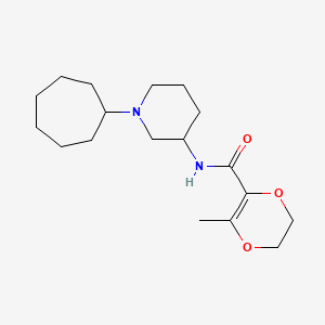 molecular formula C18H30N2O3 B3903406 N-(1-cycloheptyl-3-piperidinyl)-3-methyl-5,6-dihydro-1,4-dioxine-2-carboxamide 