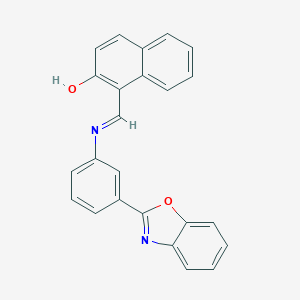 molecular formula C24H16N2O2 B390341 1-({[3-(1,3-Benzoxazol-2-yl)phenyl]imino}methyl)-2-naphthol 