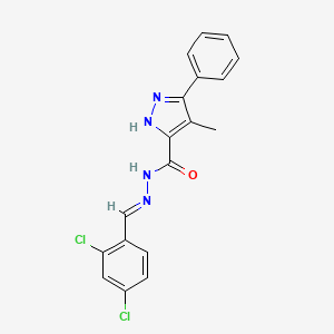 molecular formula C18H14Cl2N4O B3903422 N'-(2,4-dichlorobenzylidene)-4-methyl-3-phenyl-1H-pyrazole-5-carbohydrazide 