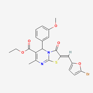 molecular formula C22H19BrN2O5S B3903431 ethyl 2-[(5-bromo-2-furyl)methylene]-5-(3-methoxyphenyl)-7-methyl-3-oxo-2,3-dihydro-5H-[1,3]thiazolo[3,2-a]pyrimidine-6-carboxylate 