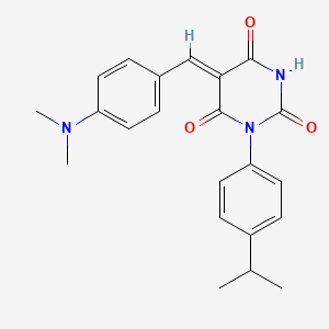 molecular formula C22H23N3O3 B3903441 5-[4-(dimethylamino)benzylidene]-1-(4-isopropylphenyl)-2,4,6(1H,3H,5H)-pyrimidinetrione 