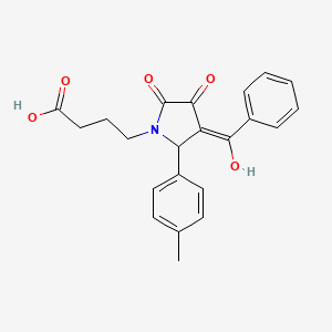 molecular formula C22H21NO5 B3903446 4-[3-benzoyl-4-hydroxy-2-(4-methylphenyl)-5-oxo-2,5-dihydro-1H-pyrrol-1-yl]butanoic acid 