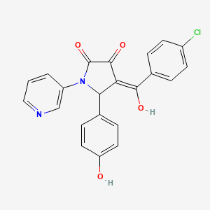 molecular formula C22H15ClN2O4 B3903472 4-(4-chlorobenzoyl)-3-hydroxy-5-(4-hydroxyphenyl)-1-(3-pyridinyl)-1,5-dihydro-2H-pyrrol-2-one 