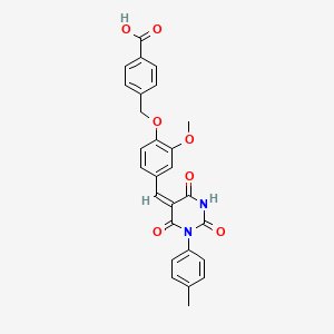 4-[(2-methoxy-4-{[1-(4-methylphenyl)-2,4,6-trioxotetrahydro-5(2H)-pyrimidinylidene]methyl}phenoxy)methyl]benzoic acid