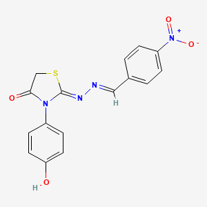 4-nitrobenzaldehyde [3-(4-hydroxyphenyl)-4-oxo-1,3-thiazolidin-2-ylidene]hydrazone
