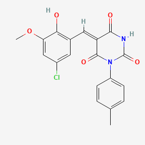 molecular formula C19H15ClN2O5 B3903549 5-(5-chloro-2-hydroxy-3-methoxybenzylidene)-1-(4-methylphenyl)-2,4,6(1H,3H,5H)-pyrimidinetrione 