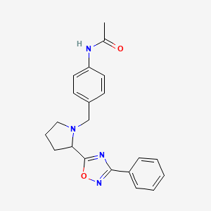 molecular formula C21H22N4O2 B3903555 N-(4-{[2-(3-phenyl-1,2,4-oxadiazol-5-yl)pyrrolidin-1-yl]methyl}phenyl)acetamide 