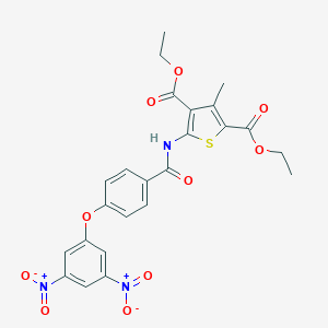 molecular formula C24H21N3O10S B390356 Diethyl 5-[(4-{3,5-bisnitrophenoxy}benzoyl)amino]-3-methyl-2,4-thiophenedicarboxylate 