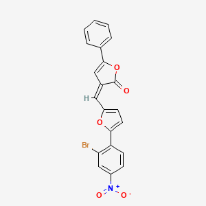 molecular formula C21H12BrNO5 B3903586 3-{[5-(2-bromo-4-nitrophenyl)-2-furyl]methylene}-5-phenyl-2(3H)-furanone 