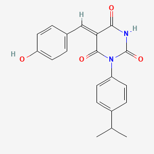 molecular formula C20H18N2O4 B3903621 5-(4-hydroxybenzylidene)-1-(4-isopropylphenyl)-2,4,6(1H,3H,5H)-pyrimidinetrione 