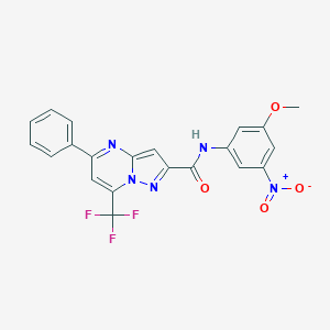 molecular formula C21H14F3N5O4 B390363 N-{3-nitro-5-methoxyphenyl}-5-phenyl-7-(trifluoromethyl)pyrazolo[1,5-a]pyrimidine-2-carboxamide 