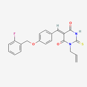 molecular formula C21H17FN2O3S B3903639 1-allyl-5-{4-[(2-fluorobenzyl)oxy]benzylidene}-2-thioxodihydro-4,6(1H,5H)-pyrimidinedione CAS No. 5972-00-9