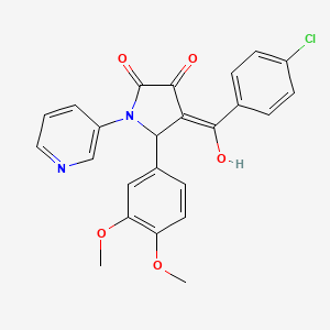 molecular formula C24H19ClN2O5 B3903641 4-(4-chlorobenzoyl)-5-(3,4-dimethoxyphenyl)-3-hydroxy-1-(3-pyridinyl)-1,5-dihydro-2H-pyrrol-2-one 