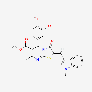 ethyl 5-(3,4-dimethoxyphenyl)-7-methyl-2-[(1-methyl-1H-indol-3-yl)methylene]-3-oxo-2,3-dihydro-5H-[1,3]thiazolo[3,2-a]pyrimidine-6-carboxylate