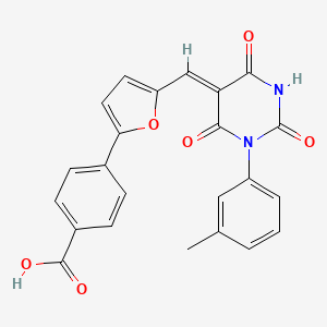 molecular formula C23H16N2O6 B3903678 4-(5-{[1-(3-methylphenyl)-2,4,6-trioxotetrahydro-5(2H)-pyrimidinylidene]methyl}-2-furyl)benzoic acid 