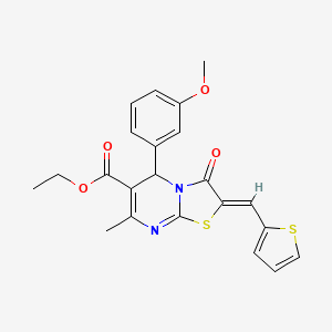 molecular formula C22H20N2O4S2 B3903721 ethyl 5-(3-methoxyphenyl)-7-methyl-3-oxo-2-(2-thienylmethylene)-2,3-dihydro-5H-[1,3]thiazolo[3,2-a]pyrimidine-6-carboxylate 