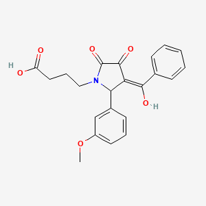 molecular formula C22H21NO6 B3903739 4-[3-benzoyl-4-hydroxy-2-(3-methoxyphenyl)-5-oxo-2,5-dihydro-1H-pyrrol-1-yl]butanoic acid 