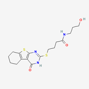 molecular formula C17H23N3O3S2 B3903750 N-(3-hydroxypropyl)-4-[(4-oxo-3,4,5,6,7,8-hexahydro[1]benzothieno[2,3-d]pyrimidin-2-yl)thio]butanamide CAS No. 5974-05-0