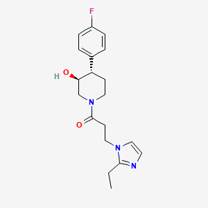 molecular formula C19H24FN3O2 B3903768 (3S*,4S*)-1-[3-(2-ethyl-1H-imidazol-1-yl)propanoyl]-4-(4-fluorophenyl)piperidin-3-ol 