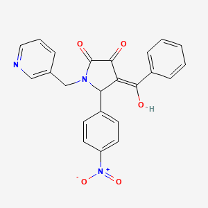 molecular formula C23H17N3O5 B3903786 4-benzoyl-3-hydroxy-5-(4-nitrophenyl)-1-(3-pyridinylmethyl)-1,5-dihydro-2H-pyrrol-2-one 