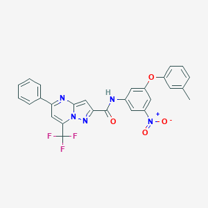 molecular formula C27H18F3N5O4 B390384 N-[3-nitro-5-(3-methylphenoxy)phenyl]-5-phenyl-7-(trifluoromethyl)pyrazolo[1,5-a]pyrimidine-2-carboxamide 